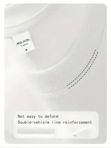 Футболка оверсайз с принтом и круглым вырезом - белая - 4