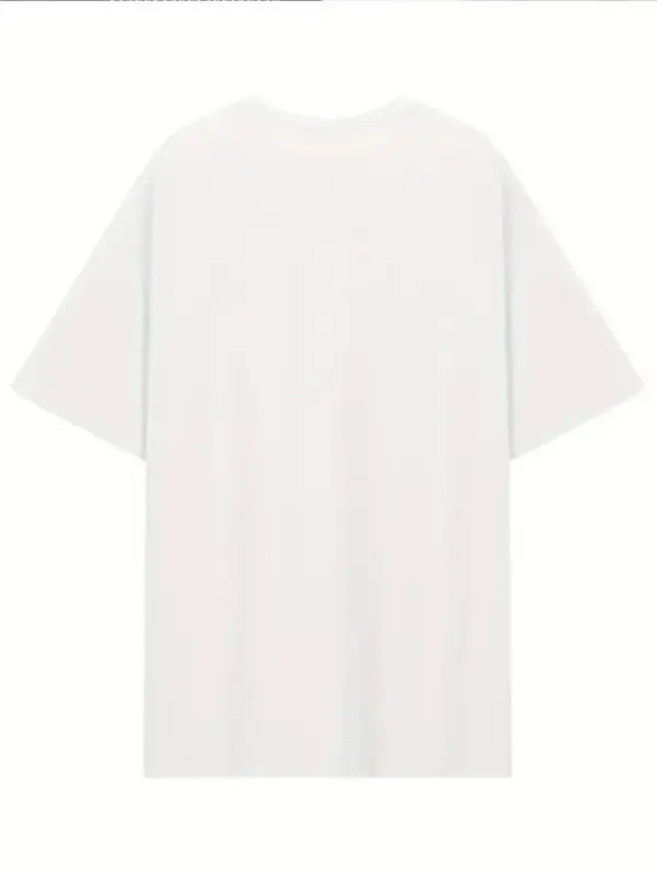 Baskılı Oversize Bisiklet Yaka T-shirt - Beyaz - 4