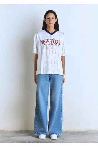 Футболка Oversize белая с принтом New York / Gen - 2