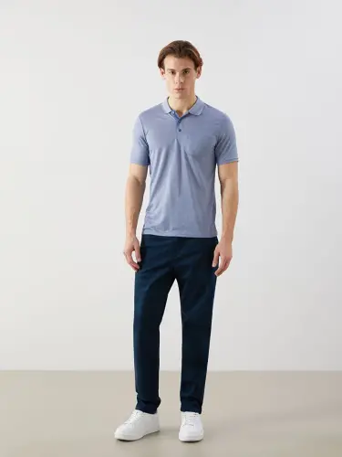 Футболка-поло мужская с коротким рукавом - синяя - 2