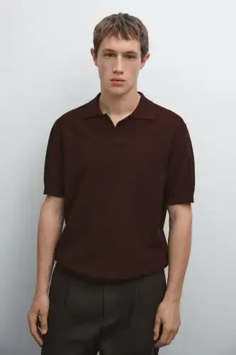 Футболка-поло с короткими рукавами из текстурированного трикотажа - MASSIMO DUTTI (1)