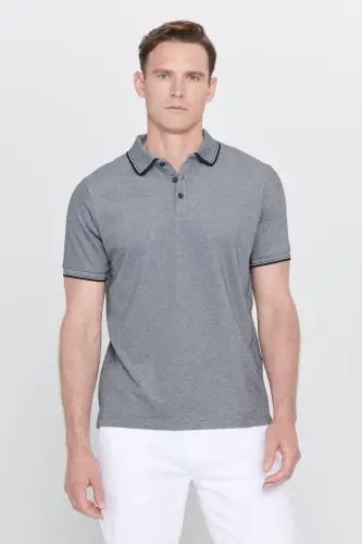 Футболка-поло Slim Fit из немнущейся хлопковой ткани, не притягивающей волосы - 5