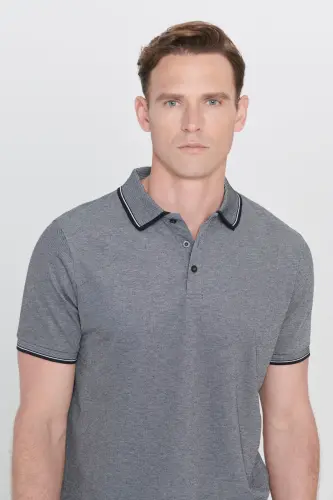 Футболка-поло Slim Fit из немнущейся хлопковой ткани, не притягивающей волосы - 9