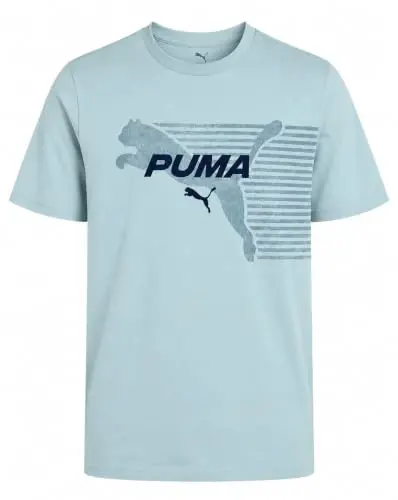 Футболка PUMA для мальчиков - Футболка с логотипом кошки - Спортивная футболка с коротким рукавом и круглым вырезом (S-XL), размер Large, зелено-желтая 