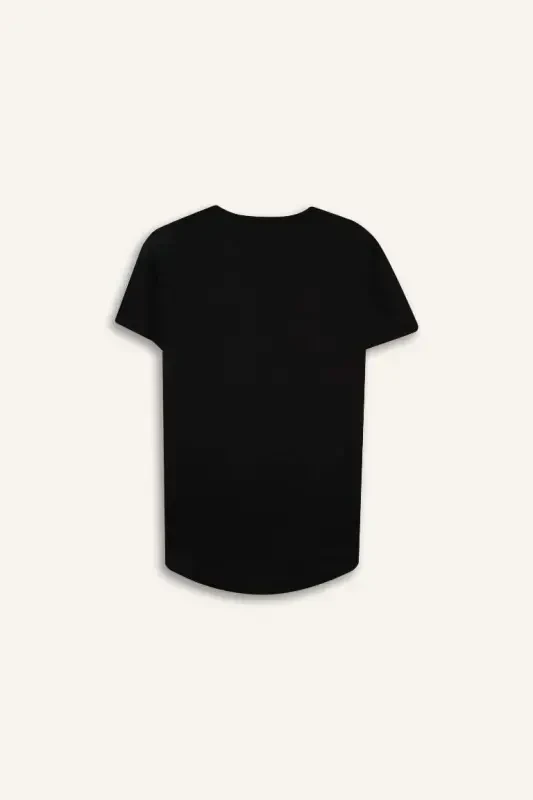 Футболка с коротким рукавом Basic с круглым вырезом Long Muscle Fit Черная - 9