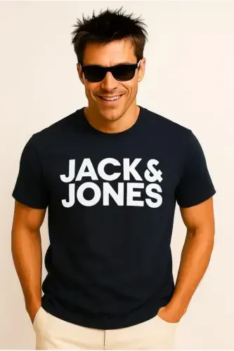 Футболка с круглым вырезом и логотипом - Navy Blazer - JACK & JONES (1)