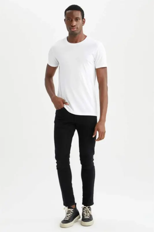 Футболка с круглым вырезом премиум качества Basic Slim Fit Белая - 2