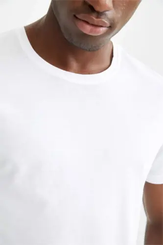 Футболка с круглым вырезом премиум качества Basic Slim Fit Белая - 4
