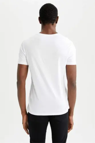 Футболка с круглым вырезом премиум качества Basic Slim Fit Белая - 5