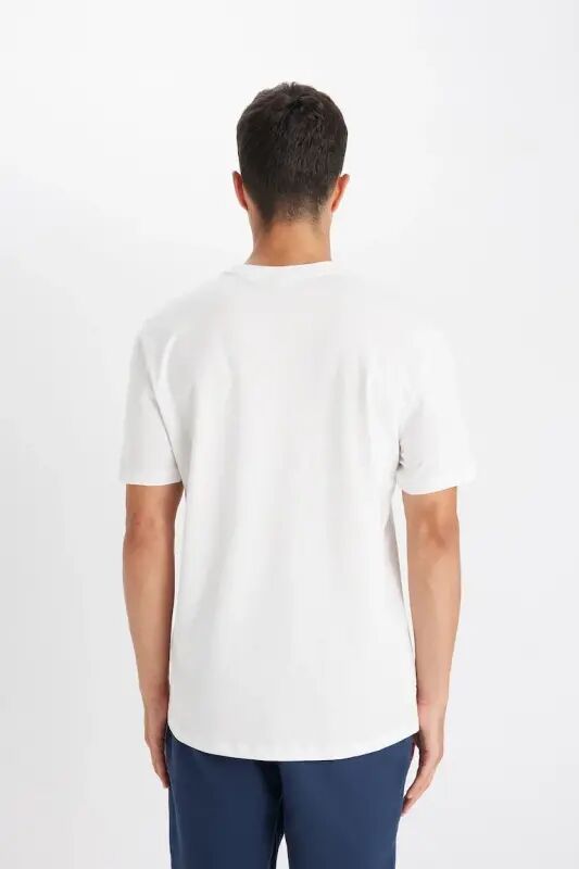 Футболка с круглым вырезом Slim Fit Премиум Качество Basic с коротким рукавом из хлопка Белый - 4