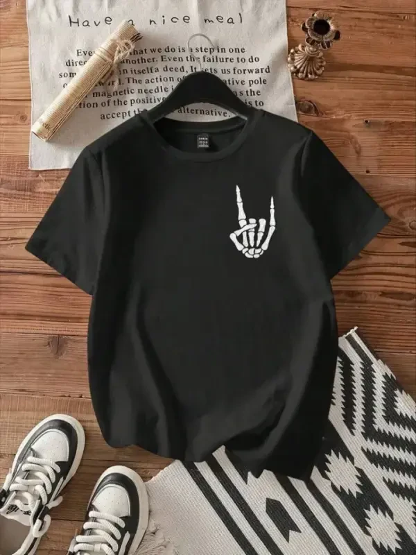 Baskılı T-shirt - Siyah - BÜYÜKBEDENIZ