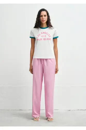 Футболка с принтом и деталями в рубчик, стандартный крой - 3