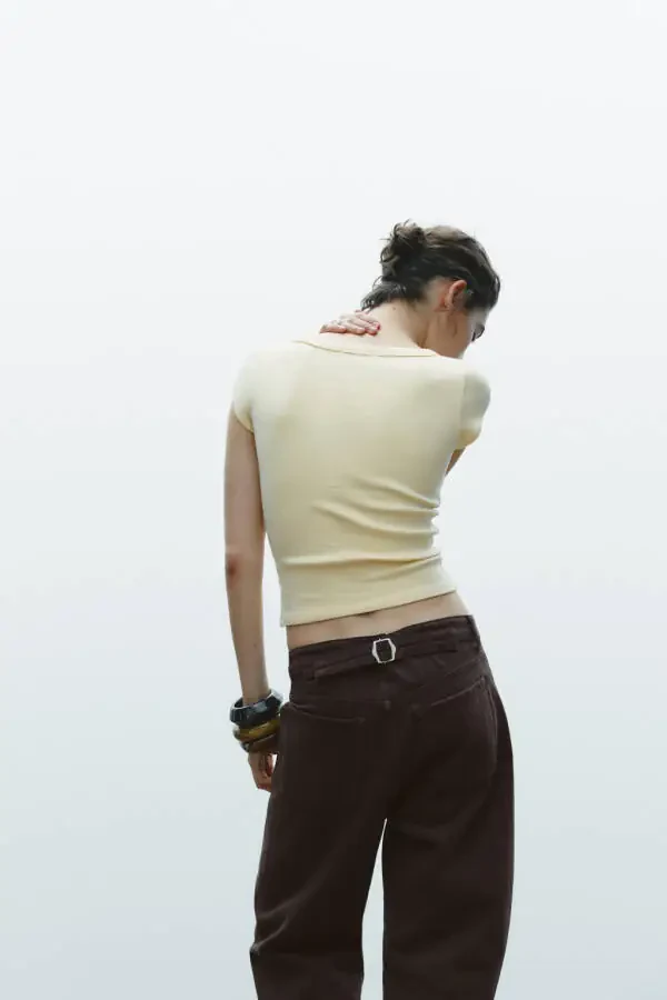 ФУТБОЛКА С ВЕЛОСИПЕДНЫМ ВЫРЕЗОМ-Масло - 4