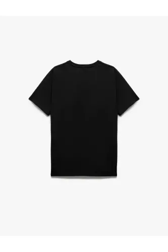 Футболка спортивная oversize с принтом, с короткими рукавами и круглым вырезом - 4