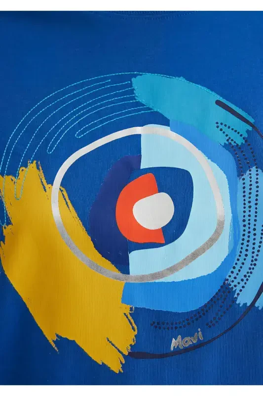 Футболка тёмно-синяя с принтом 