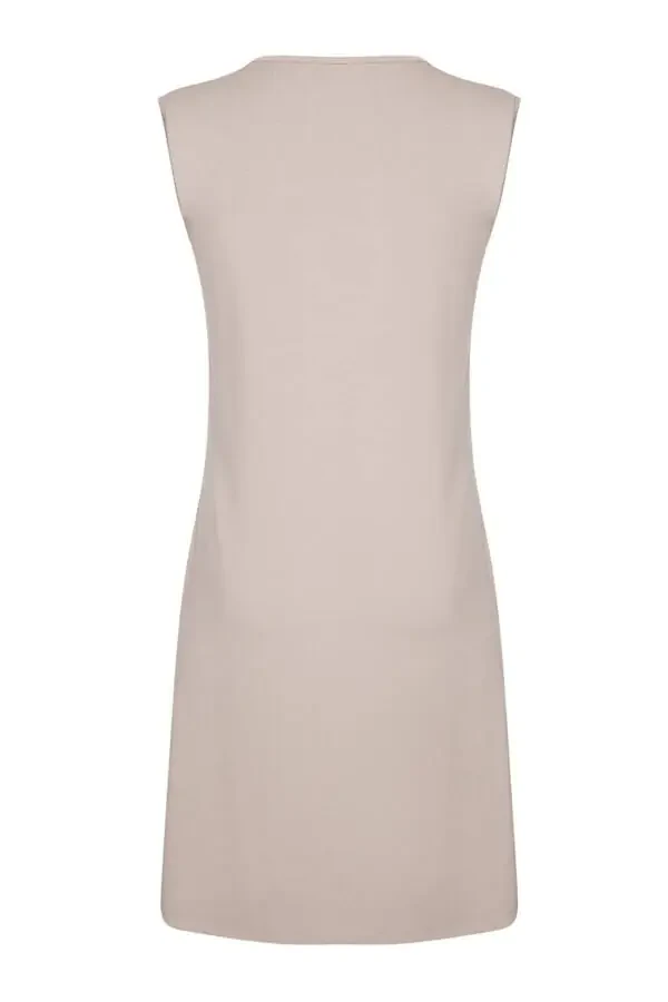 Футболка-туника без рукавов с круглым вырезом - бежевый - 3