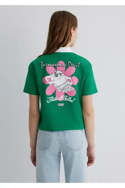 Футболка зеленая с принтом Тасмании, стандартный крой / обычная - 5