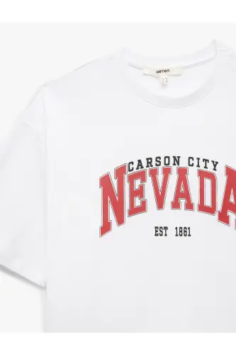 Футболка женская белая с короткими рукавами, круглым вырезом, из хлопка - 3