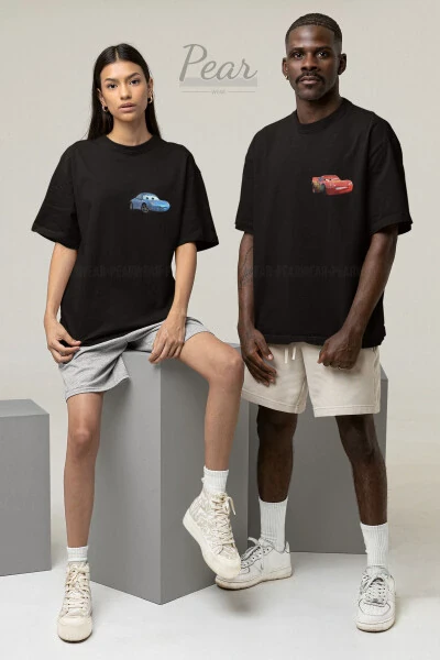 Футболки для пары с принтом Sally & Mcqueen Cars, 2 шт., унисекс, оверсайз - PEAR WEAR