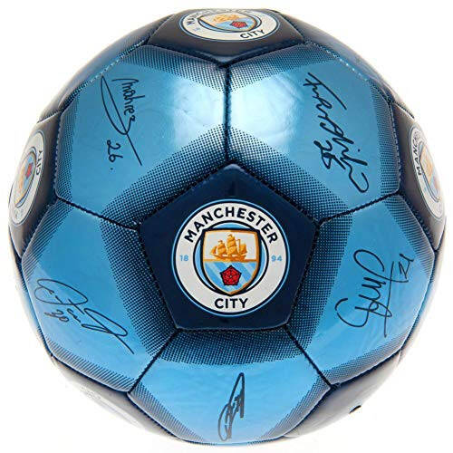 Футбольный мяч Manchester City FC Signature (Один размер) (Небесно-голубой) - 2