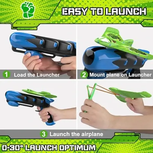 Fuwidvia 6 Pack Airplane Launcher Toys, LED Foam Airplane Toys for Kids | Outdoor Plane Flying Toys for Boys Girls toys age 3 4 5 6 7 8 9 10 11 12 year old boy birthday gift ideas - 5
