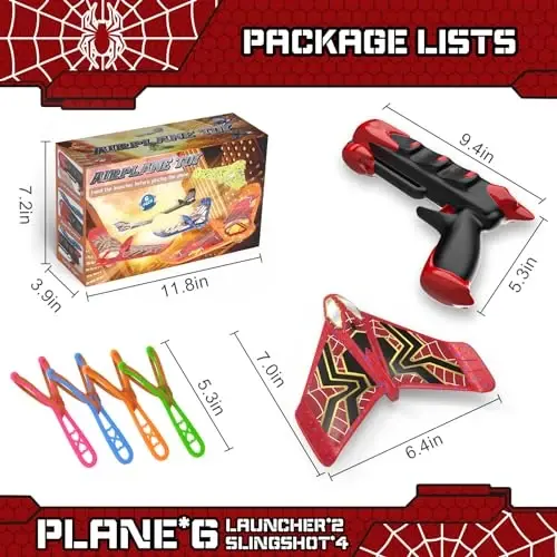 Fuwidvia 6 Pack Airplane Launcher Toys, LED Foam Airplane Toys for Kids | Outdoor Plane Flying Toys for Boys Girls toys age 3 4 5 6 7 8 9 10 11 12 year old boy birthday gift ideas - 6