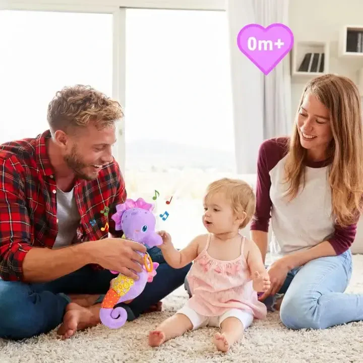 Fuzqq Baby Girl Toys 0-6 Months,Musical Stuffed Animal Plush Toy with Rattle,Soft Newborn Toy for 0 3 6 9 12 Months Girls,Baby Girl Gift,Purple - 6