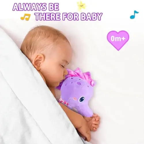 Fuzqq Baby Girl Toys 0-6 Months,Musical Stuffed Animal Plush Toy with Rattle,Soft Newborn Toy for 0 3 6 9 12 Months Girls,Baby Girl Gift,Purple - 5