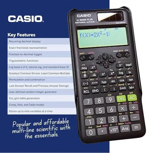 Casio fx-300ES Plus 2nd Edition – Standard Scientific Calculator | 262 Functions, Natural Textbook Display℠ | Ideal for Middle School, High School Math, Statistics & Algebra | Black - 4