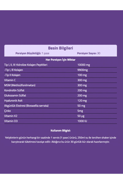 Fxone Olma Hidi Kollagen 12gx30 Paket (Kollagen - MSM - Glyukozamin - Xondroitin - Oq Tut Ekstrakti) - 5