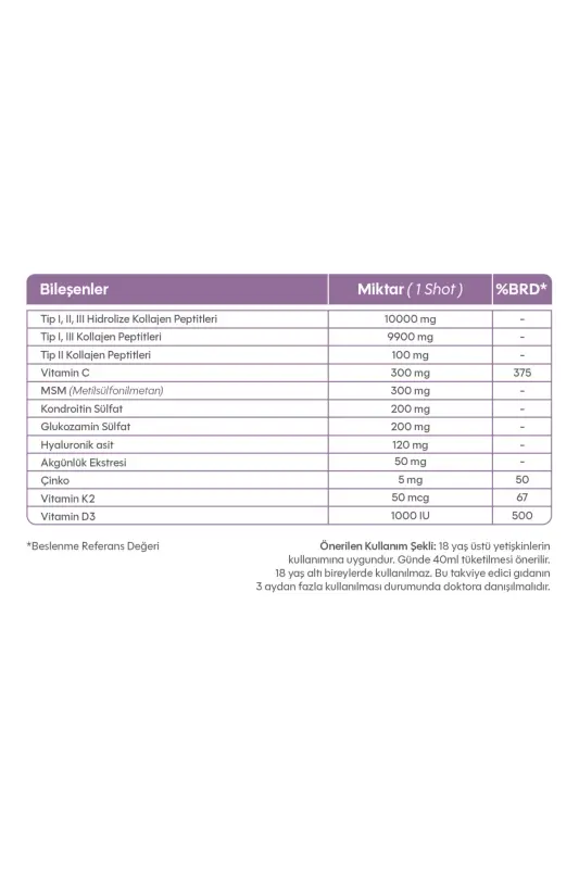 Fxone Shot Apelsin 40mlx30 Shot (( Kollagen - MSM - Glyukozamin - Xondroitin - Oq tozaq daraxti ekstrakti) - 2
