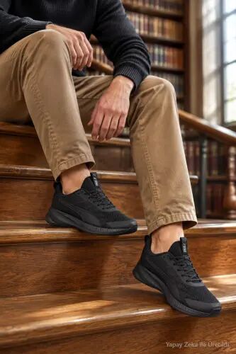 FY-6216 Siyah Erkek Casual Sneaker Günlük Rahat Comfort Spor Ayakkabı - Siyah-7341 - 1