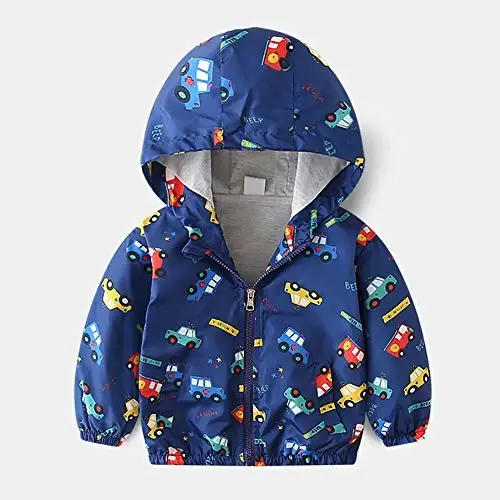 FYMNSI Toddler Baby Boys Girls Hooded Jacket Windbreaker Lightweight Dinosaur Print Coat Autumn Long Sleeve Windproof Outwear - 2