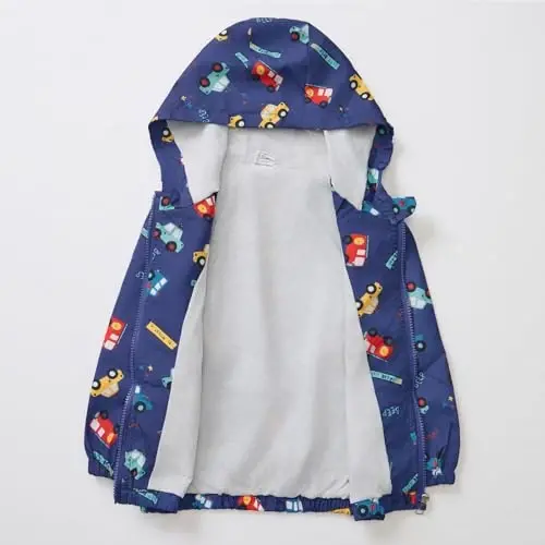 FYMNSI Toddler Baby Boys Girls Hooded Jacket Windbreaker Lightweight Dinosaur Print Coat Autumn Long Sleeve Windproof Outwear - 4