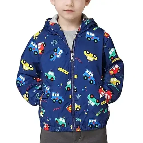 FYMNSI Toddler Baby Boys Girls Hooded Jacket Windbreaker Lightweight Dinosaur Print Coat Autumn Long Sleeve Windproof Outwear - 3