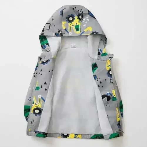 FYMNSI Toddler Baby Boys Girls Hooded Jacket Windbreaker Lightweight Dinosaur Print Coat Autumn Long Sleeve Windproof Outwear - 4