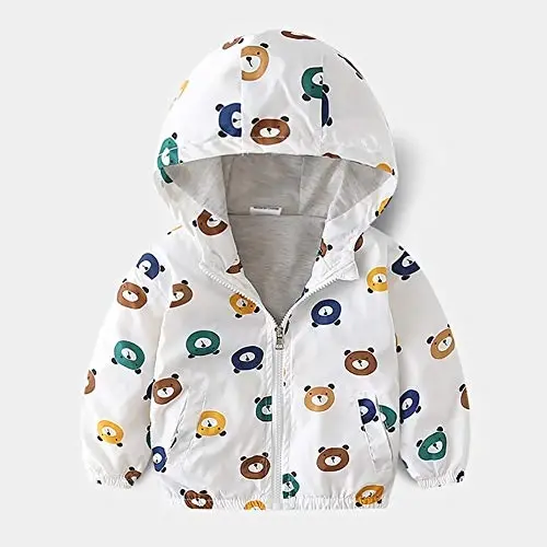 FYMNSI Toddler Baby Boys Girls Hooded Jacket Windbreaker Lightweight Dinosaur Print Coat Autumn Long Sleeve Windproof Outwear - 2