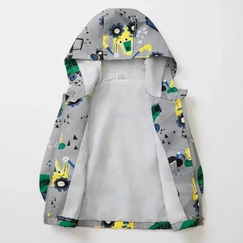 FYMNSI Toddler Baby Boys Girls Hooded Jacket Windbreaker Lightweight Dinosaur Print Coat Autumn Long Sleeve Windproof Outwear - 4