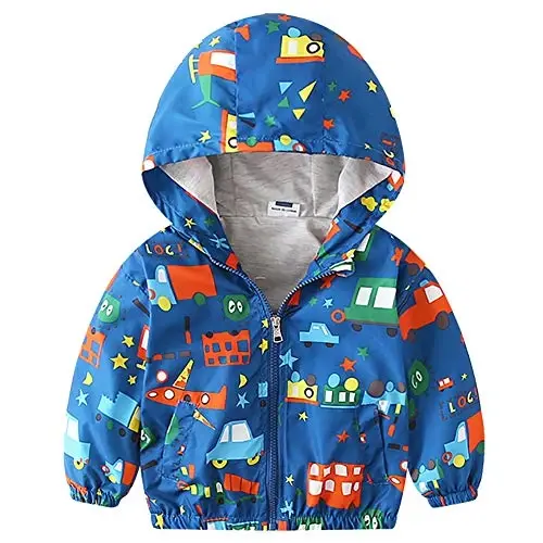 FYMNSI Toddler Baby Boys Girls Hooded Jacket Windbreaker Lightweight Dinosaur Print Coat Autumn Long Sleeve Windproof Outwear 