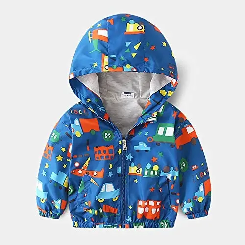 FYMNSI Toddler Baby Boys Girls Hooded Jacket Windbreaker Lightweight Dinosaur Print Coat Autumn Long Sleeve Windproof Outwear - 2