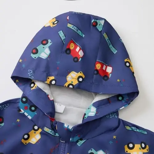 FYMNSI Toddler Baby Boys Girls Hooded Jacket Windbreaker Lightweight Dinosaur Print Coat Autumn Long Sleeve Windproof Outwear - 5