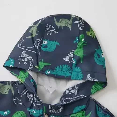 FYMNSI Toddler Baby Boys Girls Hooded Jacket Windbreaker Lightweight Dinosaur Print Coat Autumn Long Sleeve Windproof Outwear - 5