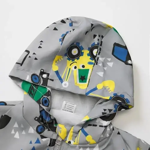 FYMNSI Toddler Baby Boys Girls Hooded Jacket Windbreaker Lightweight Dinosaur Print Coat Autumn Long Sleeve Windproof Outwear - 5