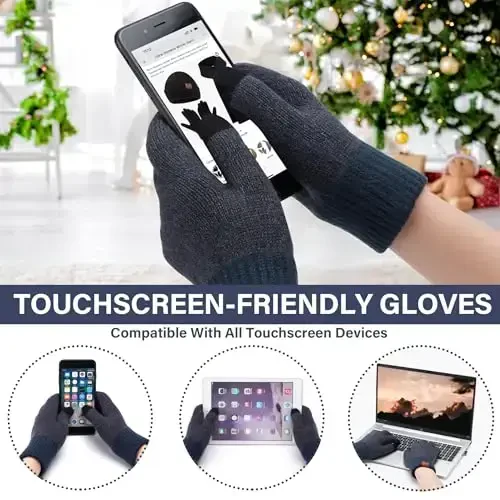 FZ FANTASTIC ZONE Erkaklar Qishki Trikotaj Shlyapa Beanie Uzun Bo'yin Sharf Sensorli Qo'lqoplar To'plami Fleece Bosh Suyagi Qalpoqlari Erkaklar va Ayollar uchun Sovg'alar - 4