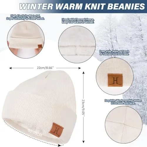 FZ FANTASTIC ZONE Winter Beanie Hats Scarf Touchscreen Gloves for Men Women | Men's Skullies & Beanies Caps Knit Warm Thick Thermal Neck Warmer Infinity Scarves Snow Ski Gloves for Men Cold Weather Gifts - 2