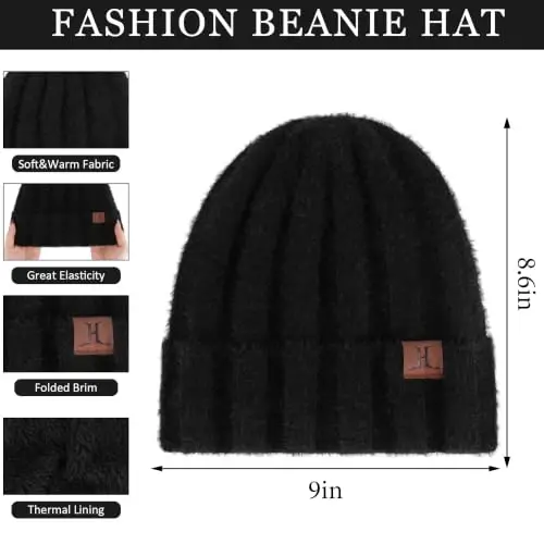 FZ FANTASTIC ZONE Women Winter Beanie Hat and Scarf Warm Touchscreen Gloves | Thick Thermal Driving Run Snow Ski Gloves for Cold Weather, Knit Beanies Hats Fleece Long Scarves Skull Caps Gifts for Women - FZ (1)