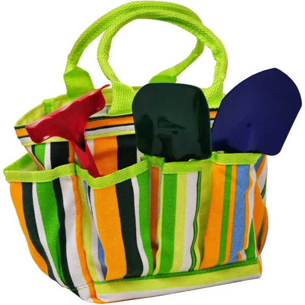 G & F 10012 JustForKids Kids Garden Tools Set with Tote Hand Rake Shovel Trowel of Metal, Age Kids- - 11