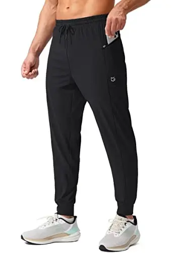 G Gradual Men's Joggers Pants with Zipper Pockets Stretch Athletic Sweatpants for Men Workout Jogging Running 