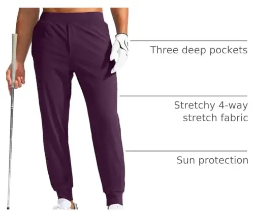 G Gradual Men's Golf Joggers Pants with Zipper Pockets Stretch Sweatpants | 3 Pockets, Slim Fit, Flat Elastic Waistband, Workout Athletic Running Pants for Men - 4