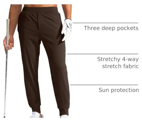 G Gradual Men's Golf Joggers Pants with Zipper Pockets Stretch Sweatpants | 3 Pockets, Slim Fit, Flat Elastic Waistband, Workout Athletic Running Pants for Men - 4